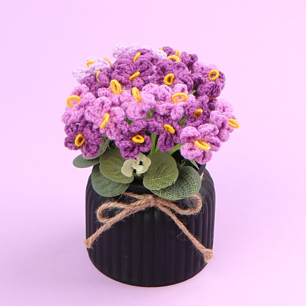 Yarn Sunflower Potted Decor – Simulated Flower Desk Ornament Gift