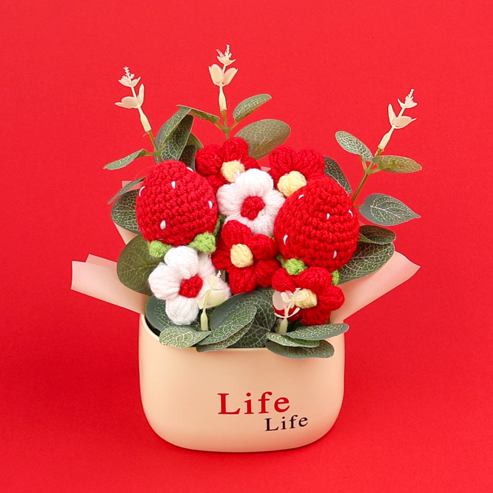 Yarn Sunflower Potted Decor – Simulated Flower Desk Ornament Gift