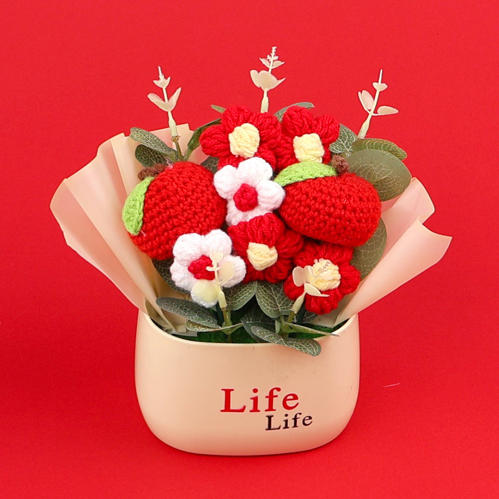 Yarn Sunflower Potted Decor – Simulated Flower Desk Ornament Gift