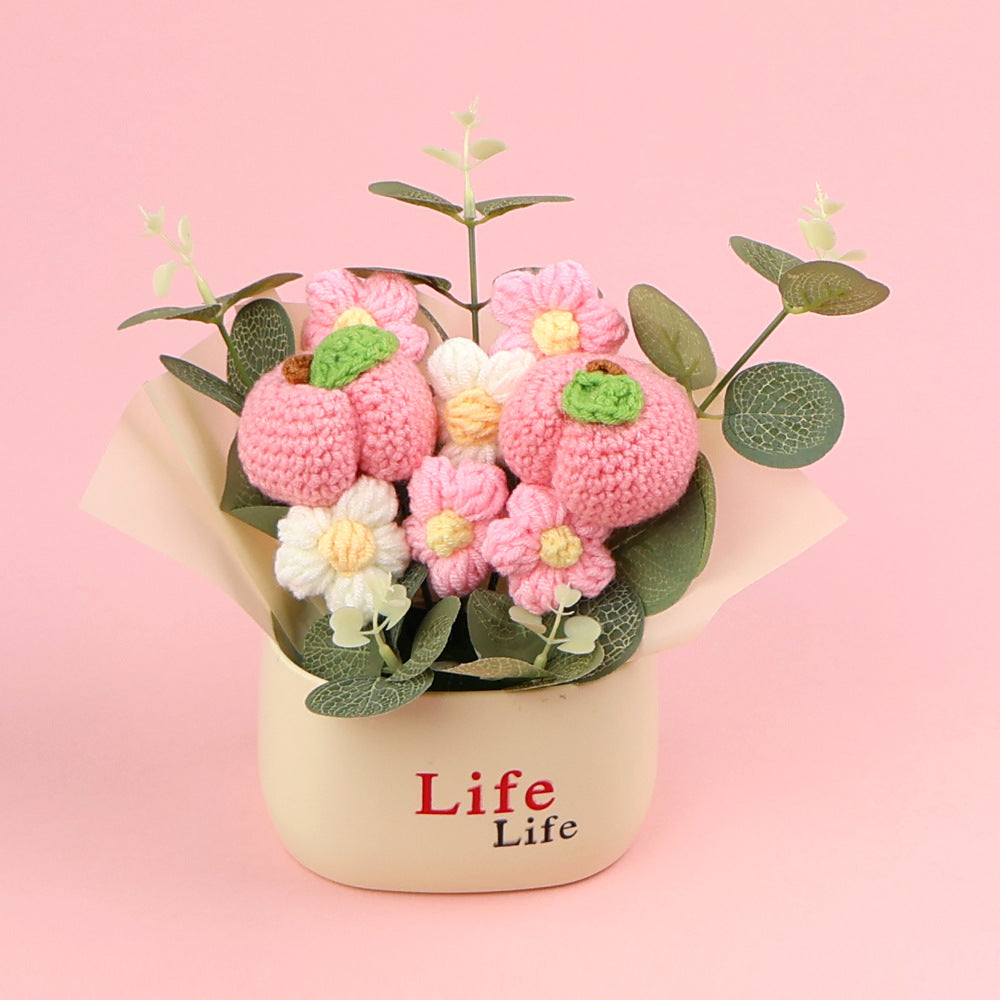 Yarn Sunflower Potted Decor – Simulated Flower Desk Ornament Gift