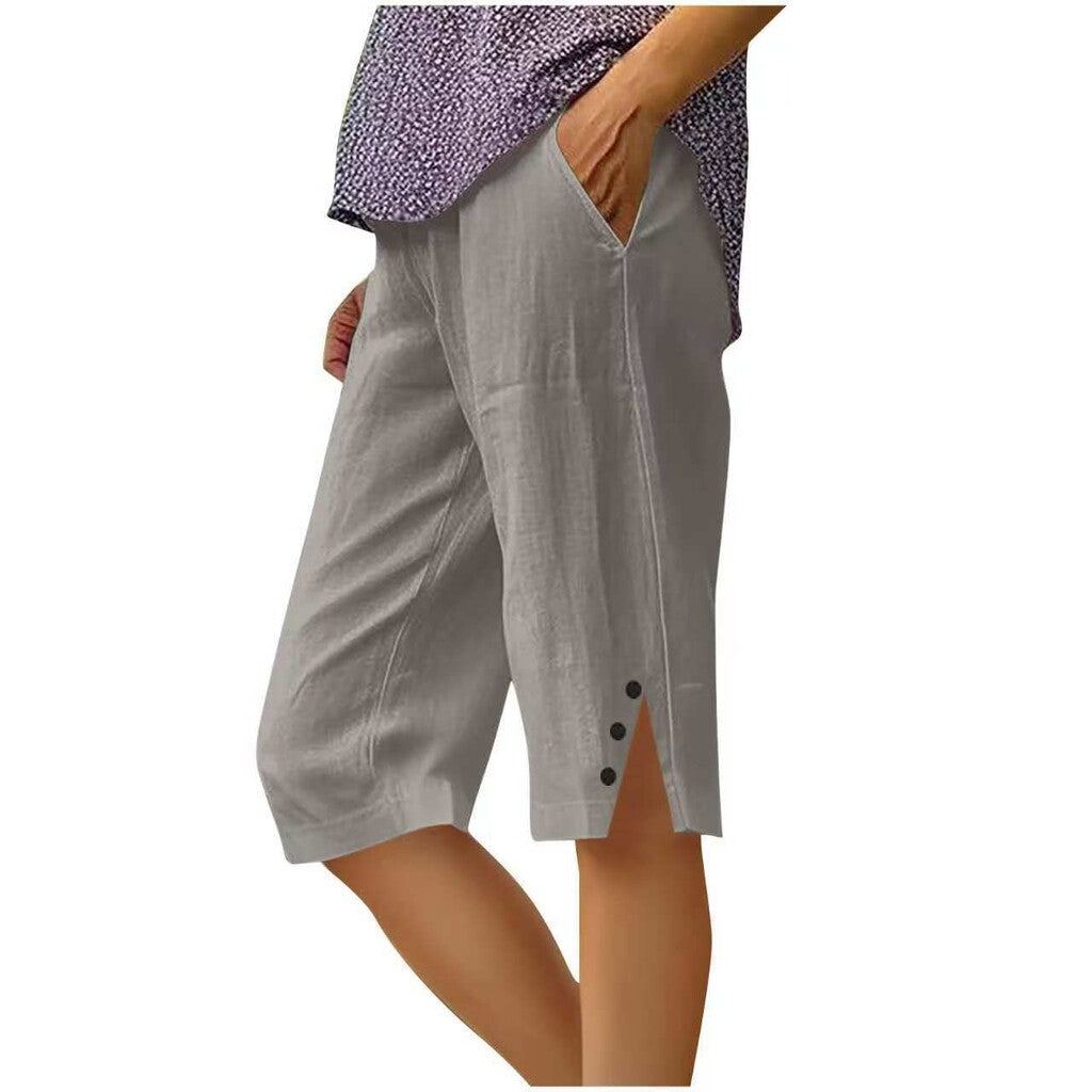 📢Limited-time 50% OFF👖Women's Casual Solid Color Pocket Capri Pants