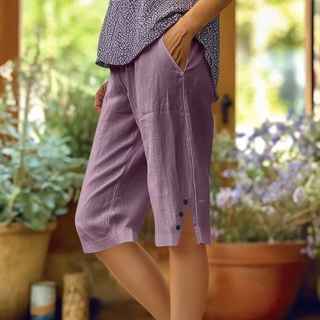 📢Limited-time 50% OFF👖Women's Casual Solid Color Pocket Capri Pants