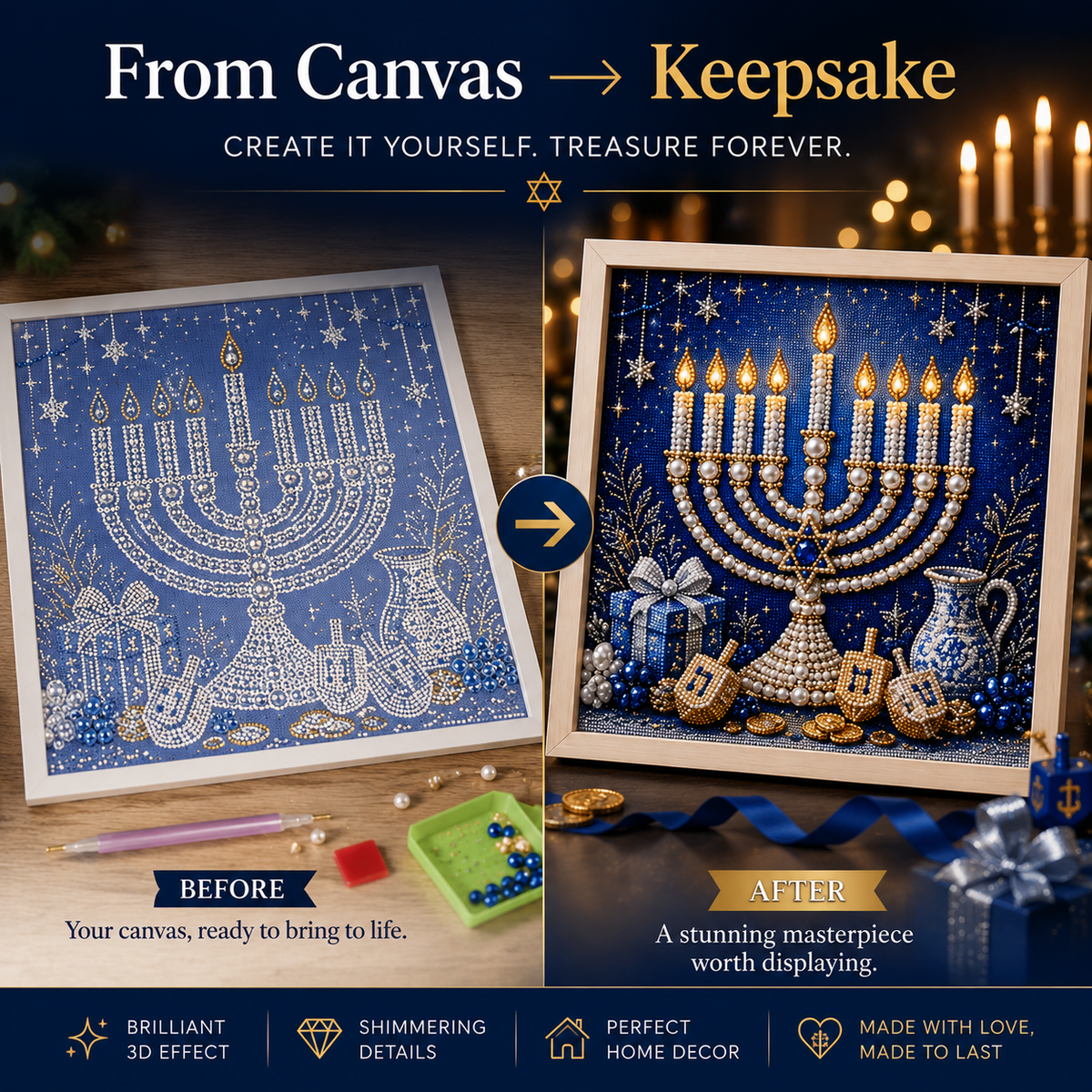 🕎✨ Hanukkah Pearl Art DIY Kit — create something beautiful together, one pearl at a time