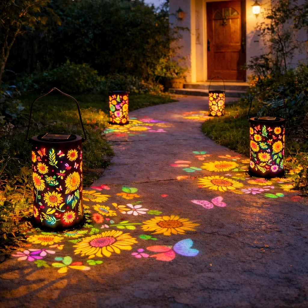 🌞Colorful solar-powered garden lantern with a sunflower light effect