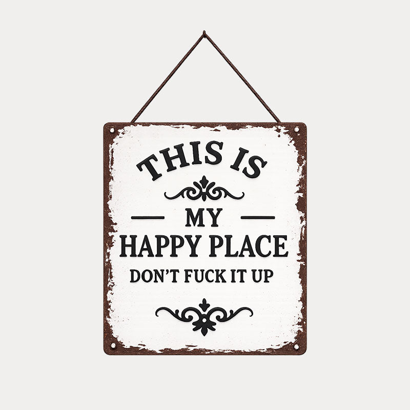 Vintage Happy Place Porch Sign