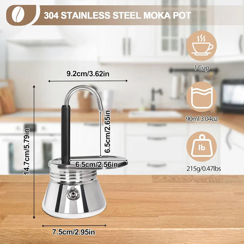Classic 304 Stainless Steel Moka Pot