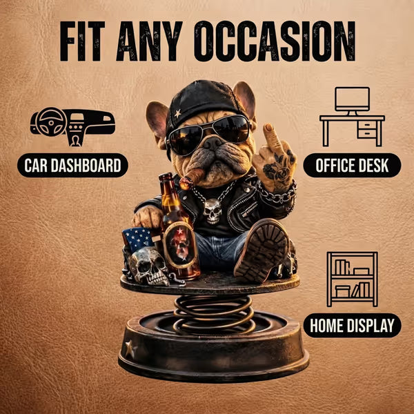 “Too Old To Care” Rebel Eagle Dashboard Bobblehead – Funny Badass Driver Car Ornament