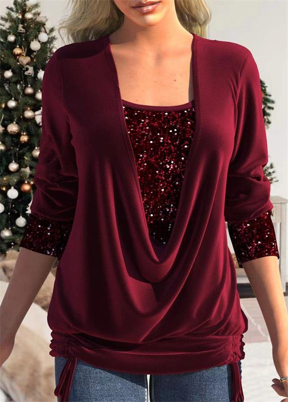 ✨🎅 Christmas offers – For a limited time only!⏰ Women's long-sleeved shirt with sequins