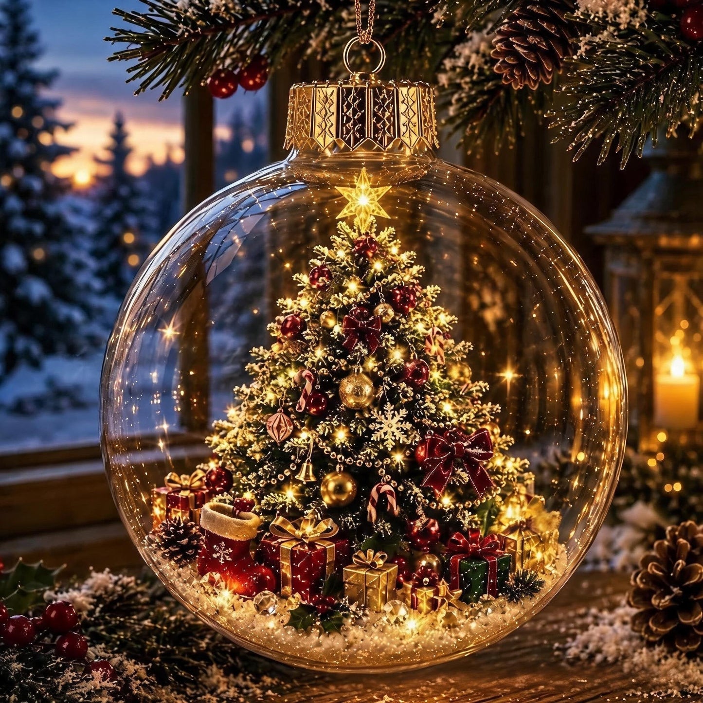 🎄Glowing Christmas Diorama Ornament – A Tiny Winter World in the Palm of Your Hand👼