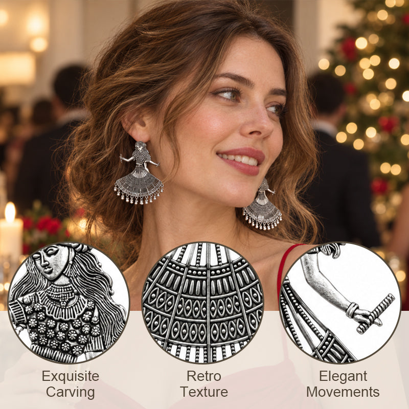 Dancing Figure Earrings with Dangling Drops