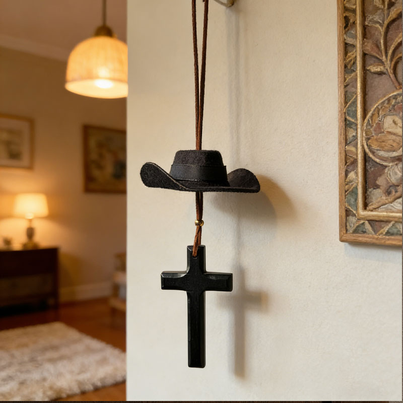 🤠 Cowboy Hat & Cross Car Charm | A Ride with Style & Faith 🚗✨