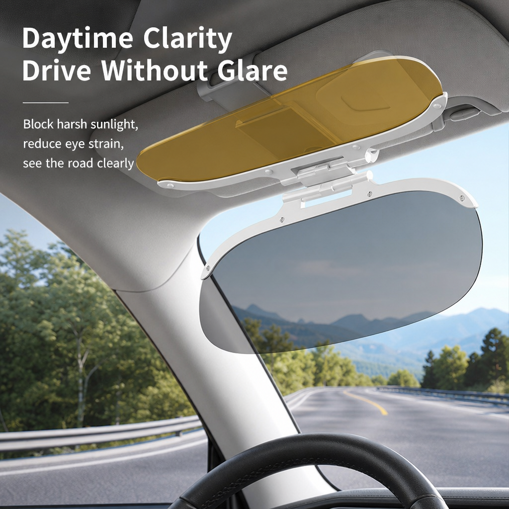 Universal Car Sun Visor Extender - Day & Night Anti-Glare Driving Visor for UV Block & Night Vision