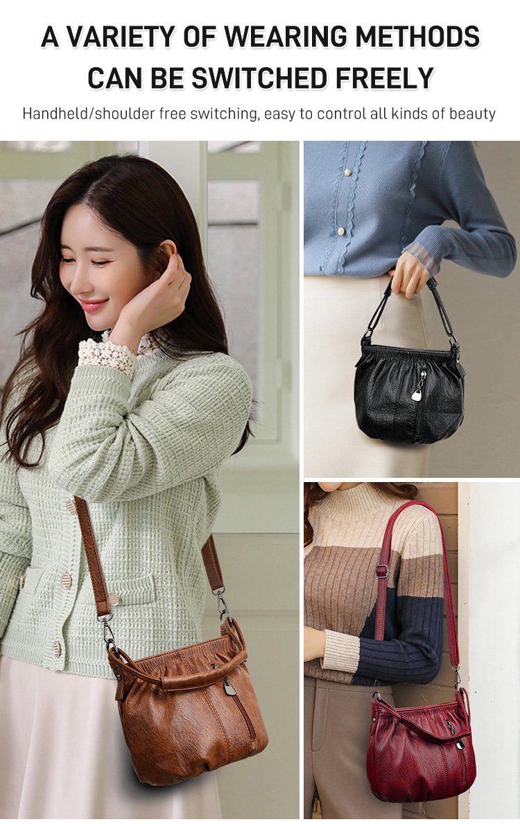 Wrinkled Design Soft Leather Bag 👜✨