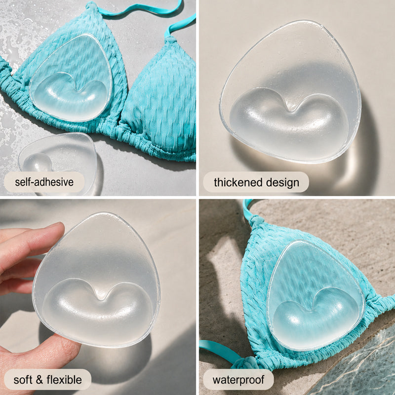 Invisible Push-Up Triangle Bra Pads for Swimwear & Bikinis | Self-Adhesive Waterproof Breast Enhancers | Reusable & Discreet Inserts