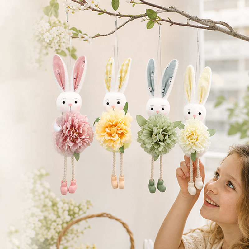 Easter Bunny Doll Flower Pendant – Festive Party Gift Decor