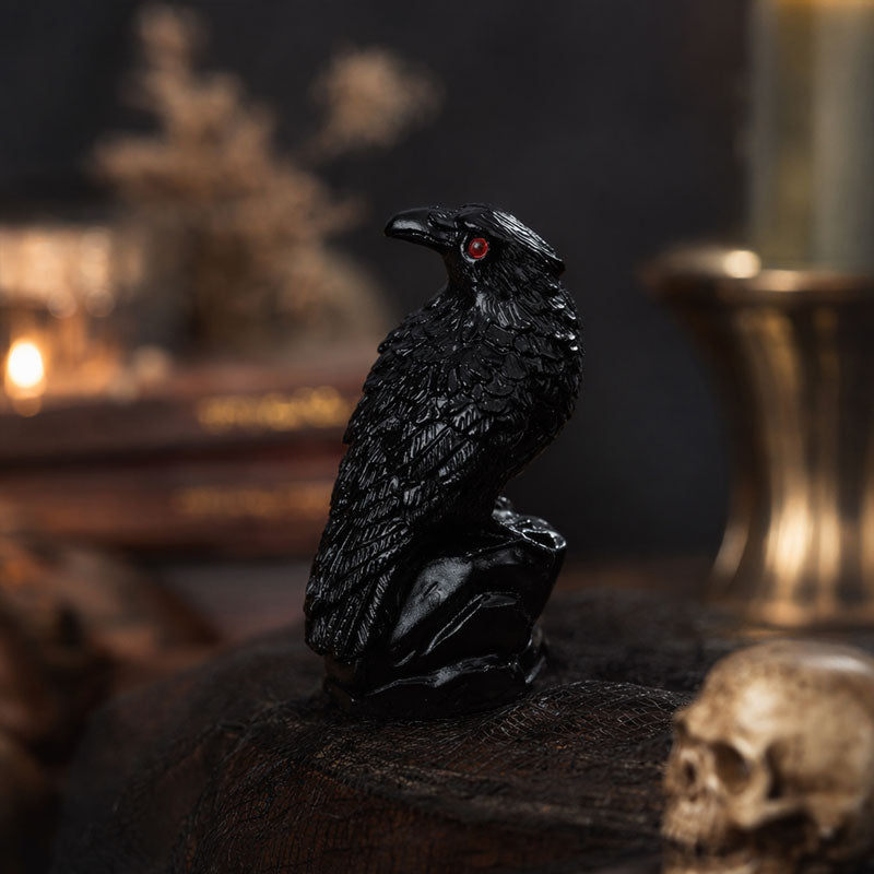Haunting Halloween Raven & Skeleton Crow Decor - Resin Ornaments