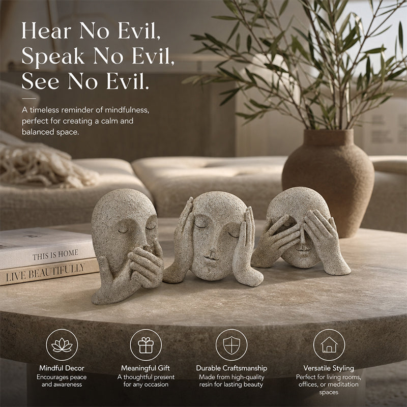 🗿 "Three Nos" Human-Face Home Decor Ornament