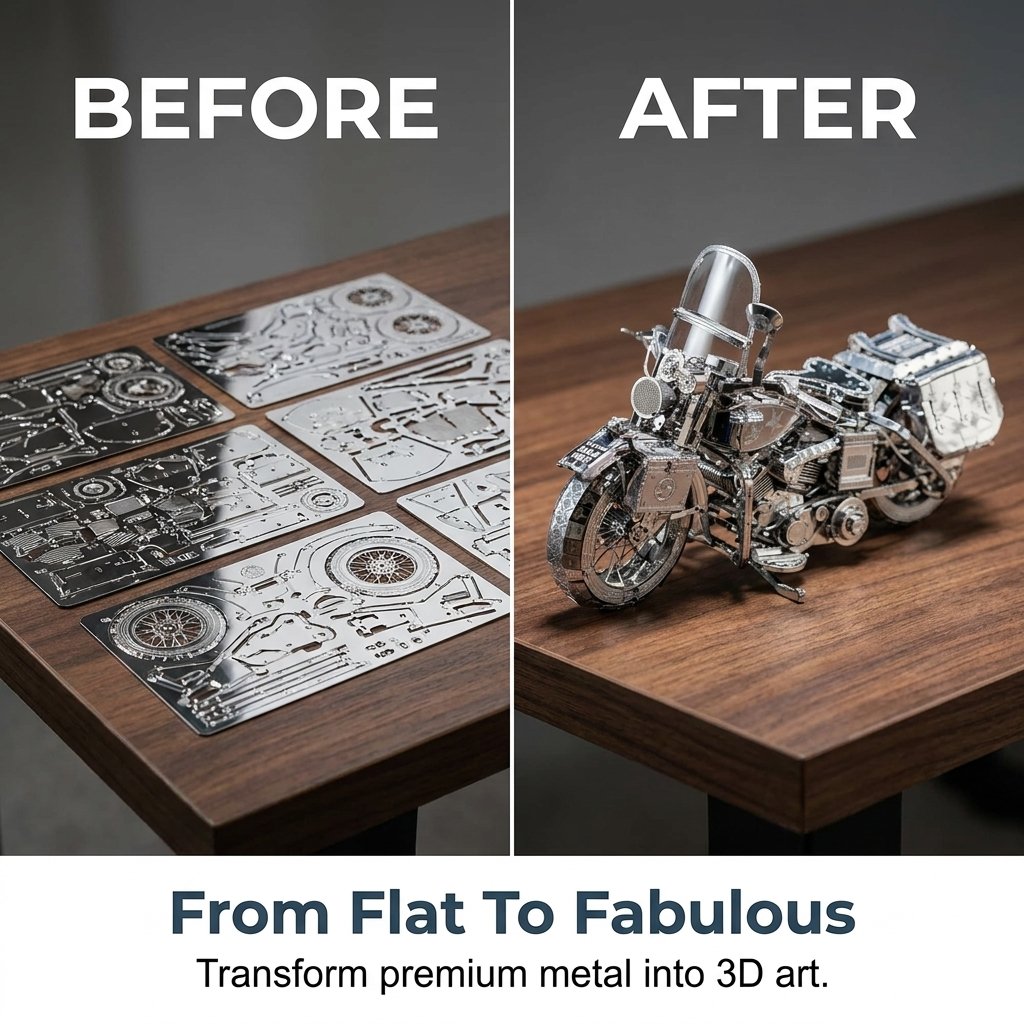 🔥SPECIAL OFFER🔥Silver 3D Metal Motorcycle Construction Puzzle