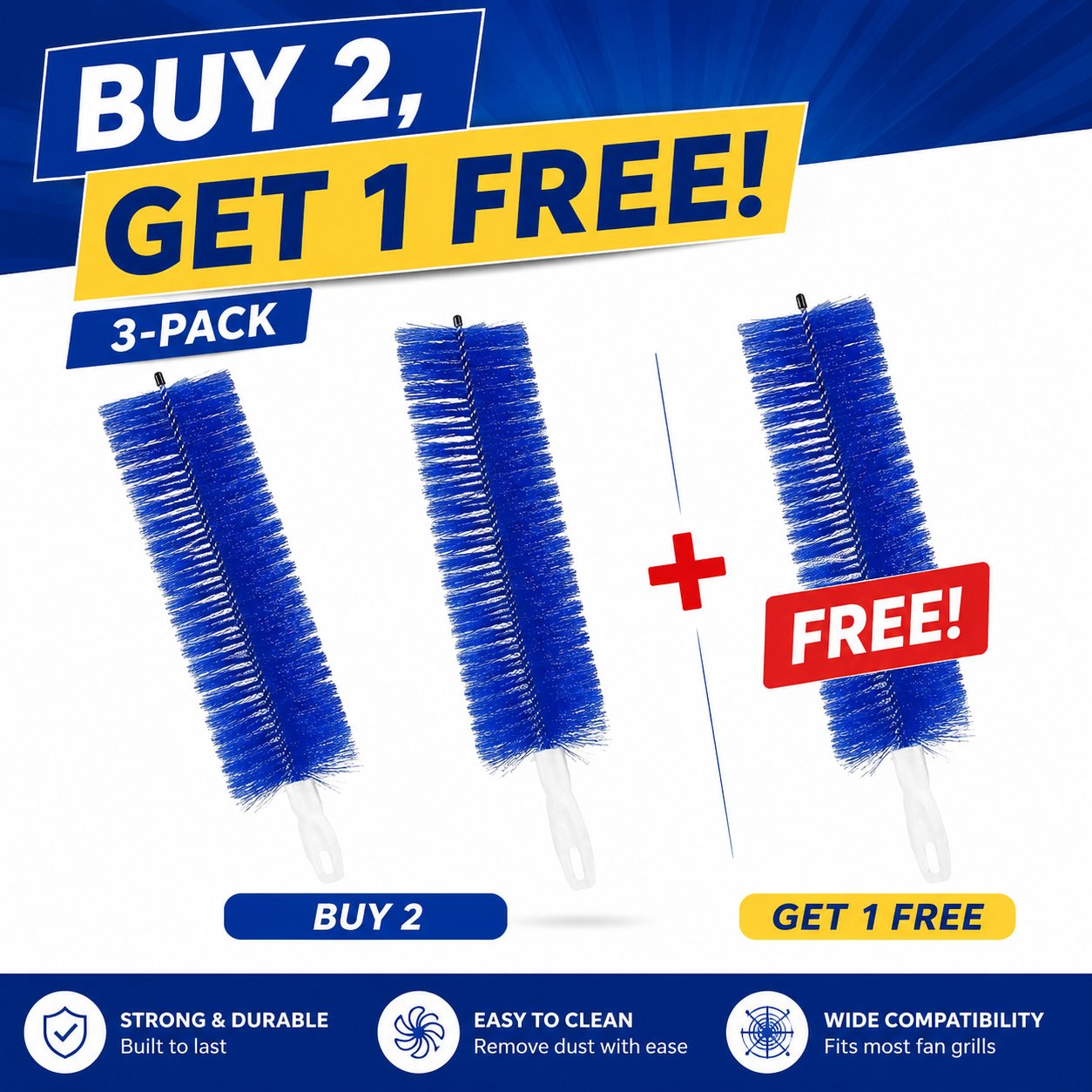 Flexible Fan Dusting Brush Non-Disassembly Fan Cleaning Brush
