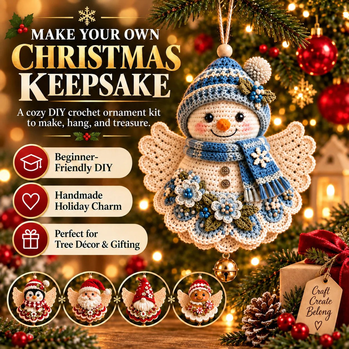 🔥LAST DAY 50% OFF - 🎄DIY Crochet Christmas Angel Ornament Kit – Make, Hang & Treasure✨
