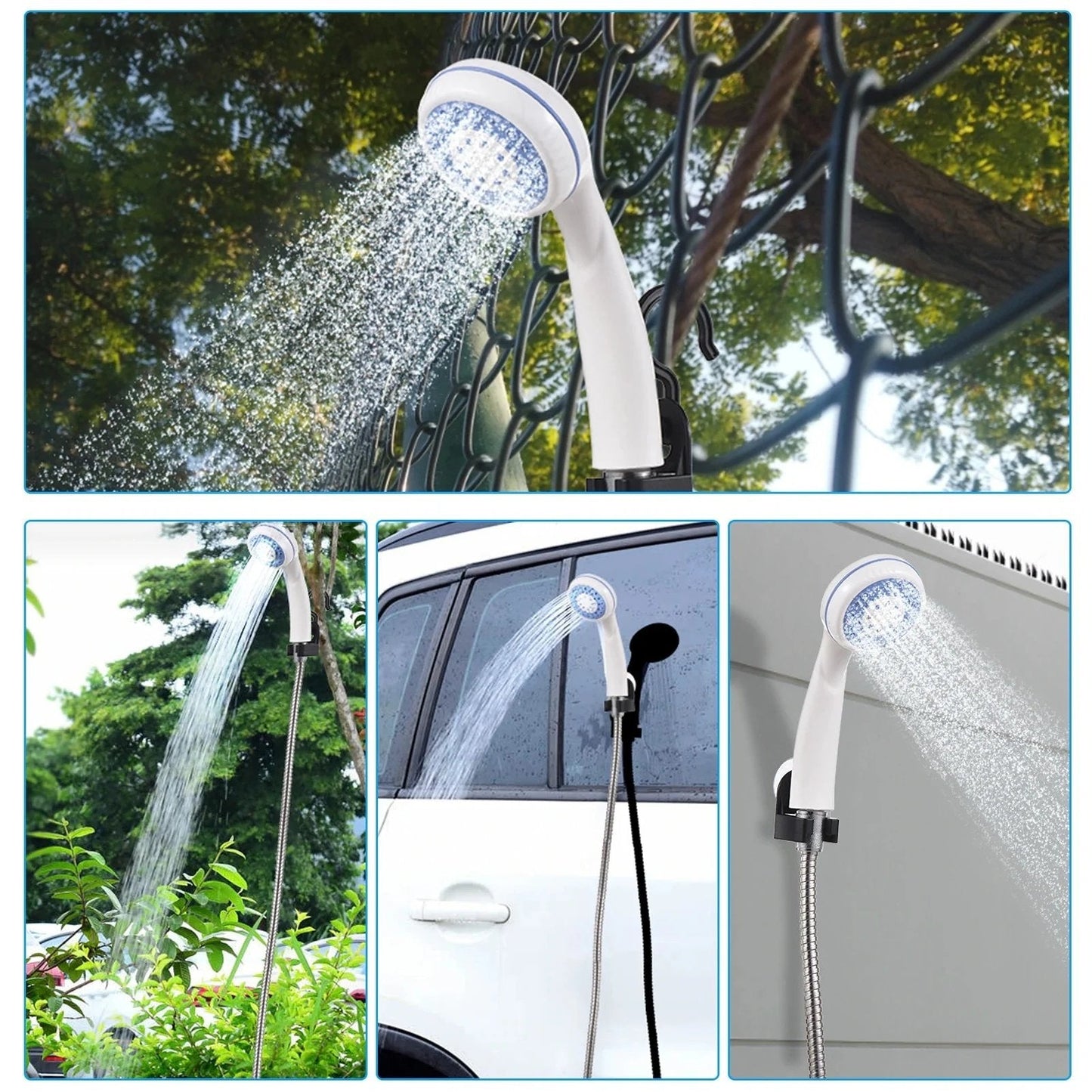 🚿 Stay fresh outdoors - Portable camping shower with adjustable flow - For easy and convenient outdoor cleaning!