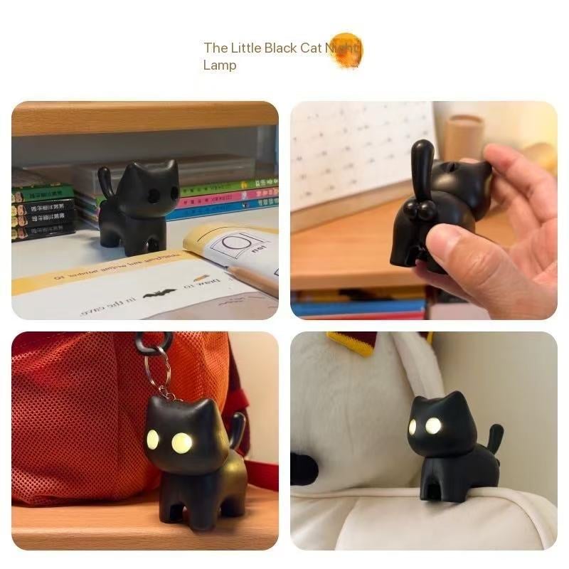 🌙 Black cat night light keyring