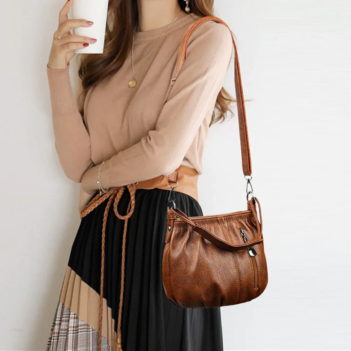 Wrinkled Design Soft Leather Bag 👜✨