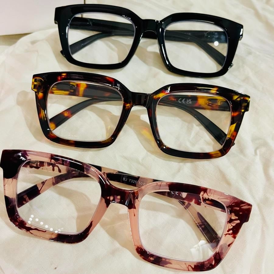 👓3 Pack Tortoiseshell Reading Glasses - Blue Light Blocking Oversized Square Reader