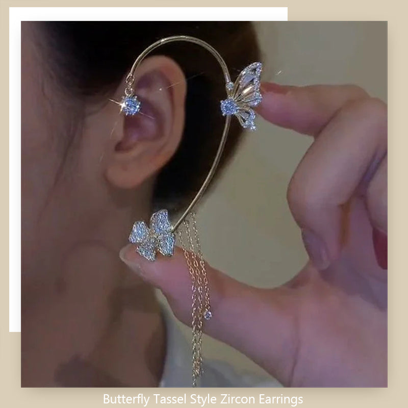 Butterfly Tassel Style Zircon Earrings