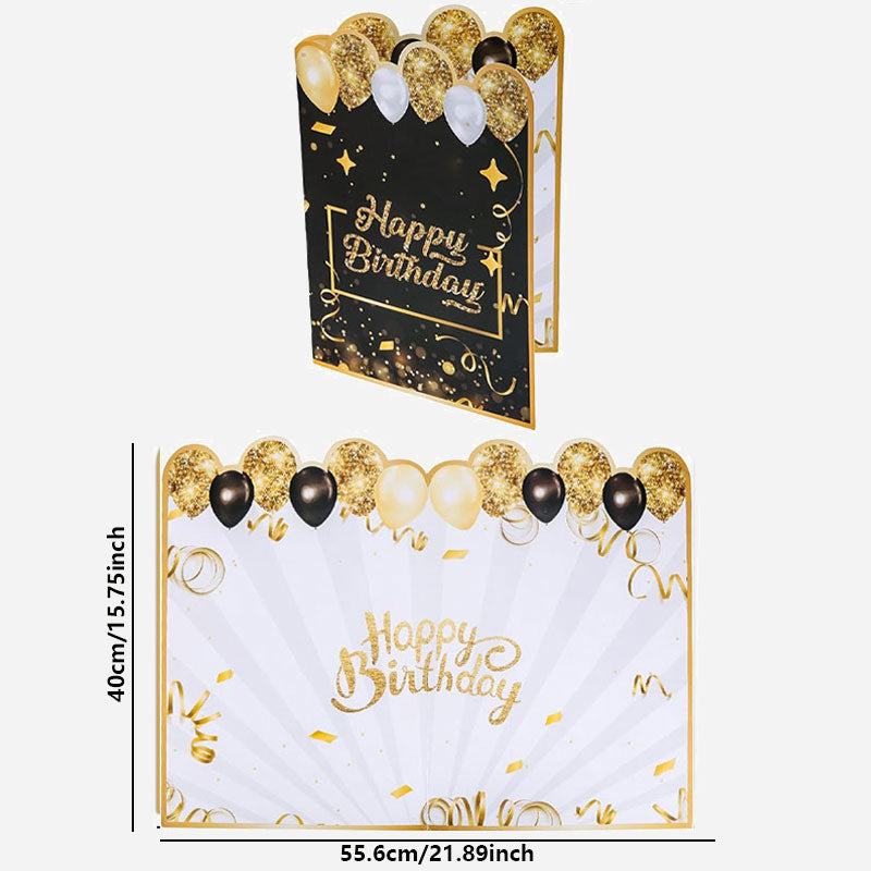 Happy Birthday Black Gold Giant Signature Guest Book & Message Card