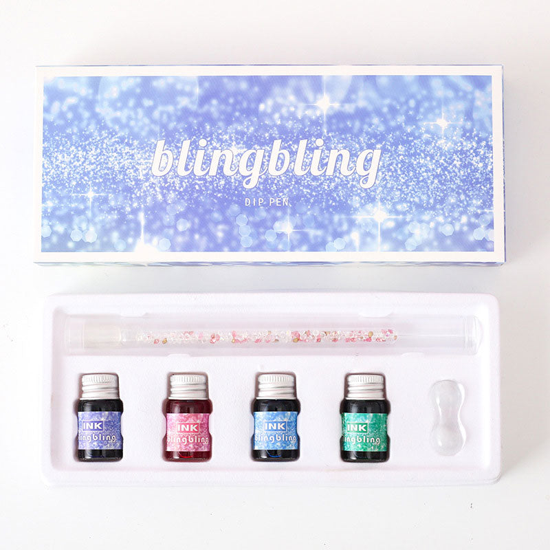 Glass pen with shimmering ink set