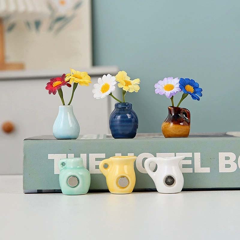 🌼 Ceramic Mini Vase Fridge Magnets