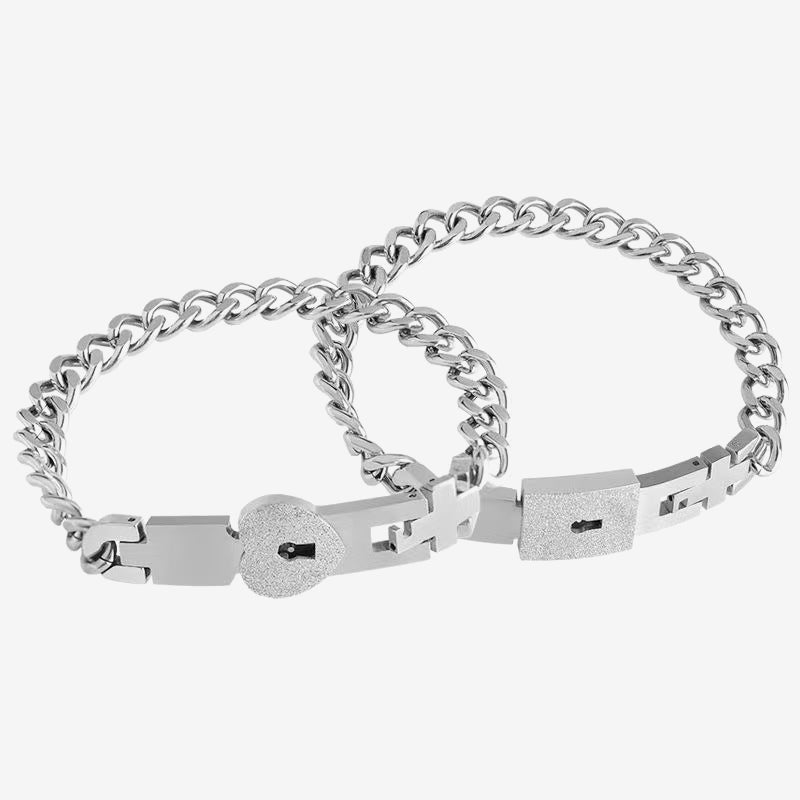 Matching bracelets with a heart-shaped lock