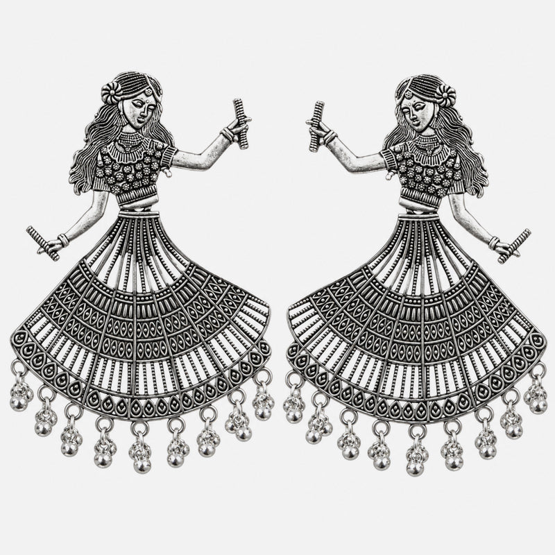 Dancing Figure Earrings with Dangling Drops