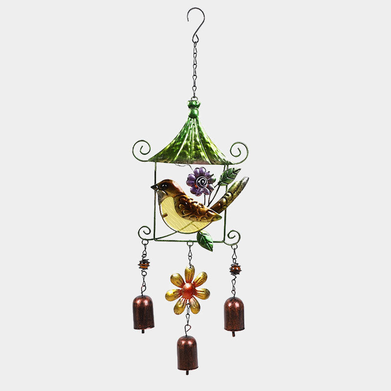Enchanting Metal Bird & Butterfly Wind Chimes - Hand-Painted Garden & Patio Hanging Decor | Outdoor Art