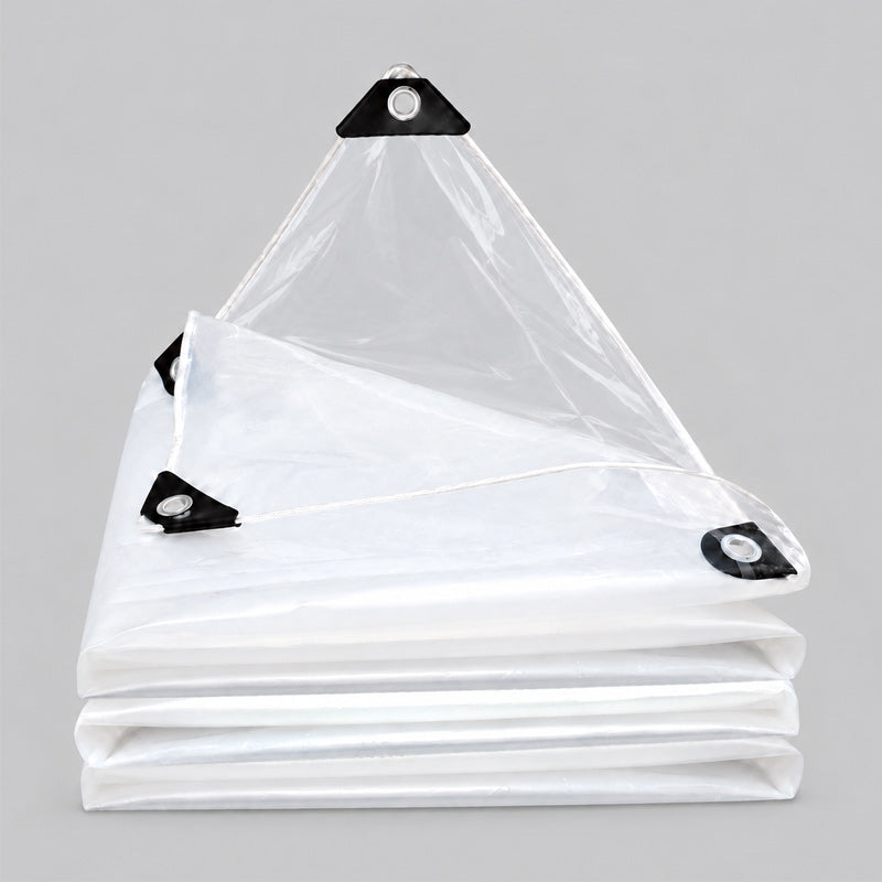 🌧️☀️ Transparent, waterproof PE tarp with reinforced edges for outdoor use