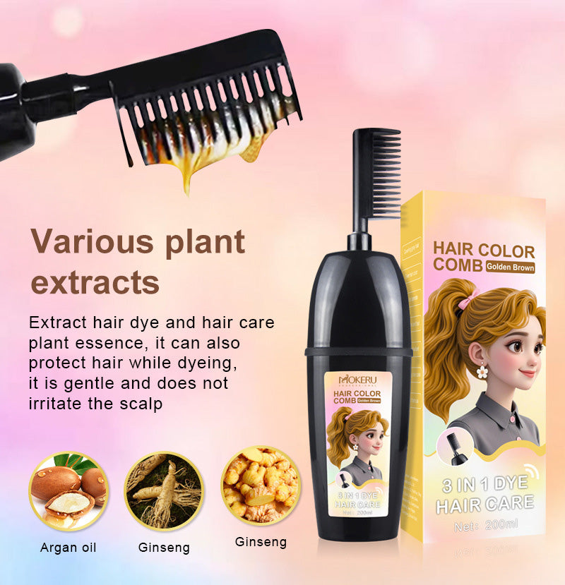 🧴3-in-1 hair dye comb | Easy at-home hair coloring with a built-in brush