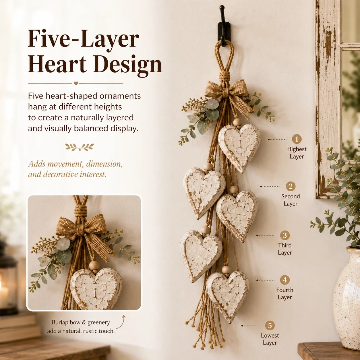 🍂🤎Wall decoration: Heart to hang up