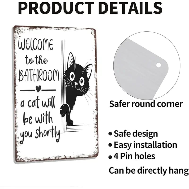 🔥Last day 49% discount – Vintage black and white cat wall art