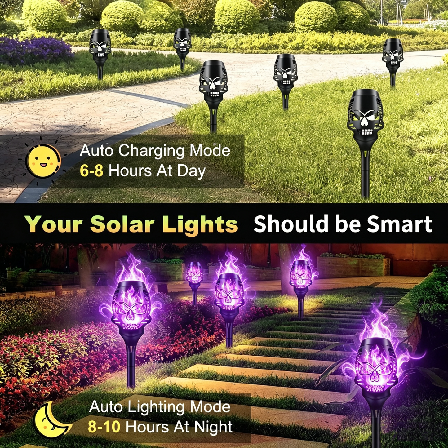 🔥Halloween Early Bird Discount: 50% OFF🔥Halloween Solar-Powered Skull Flame Lights💀