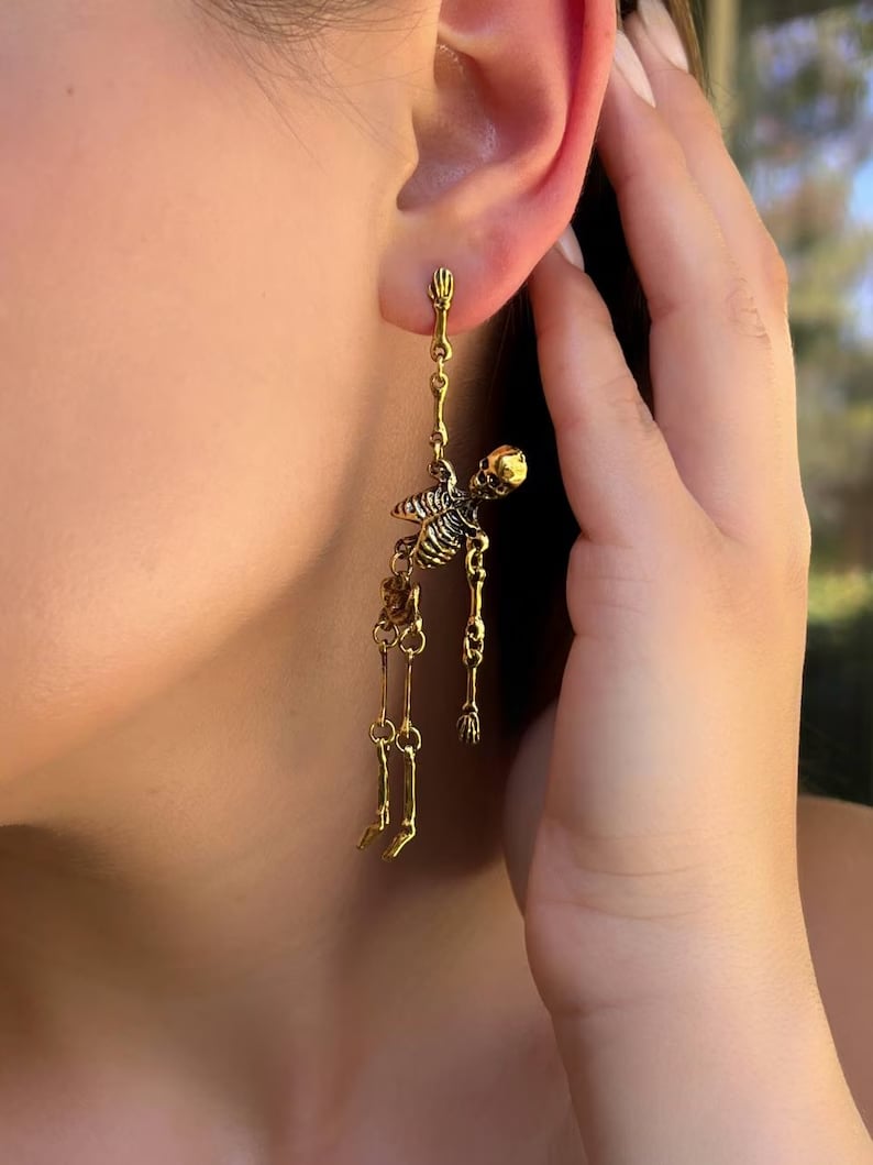 Gold Skeleton Earrings/Gold Skeleton Earrings