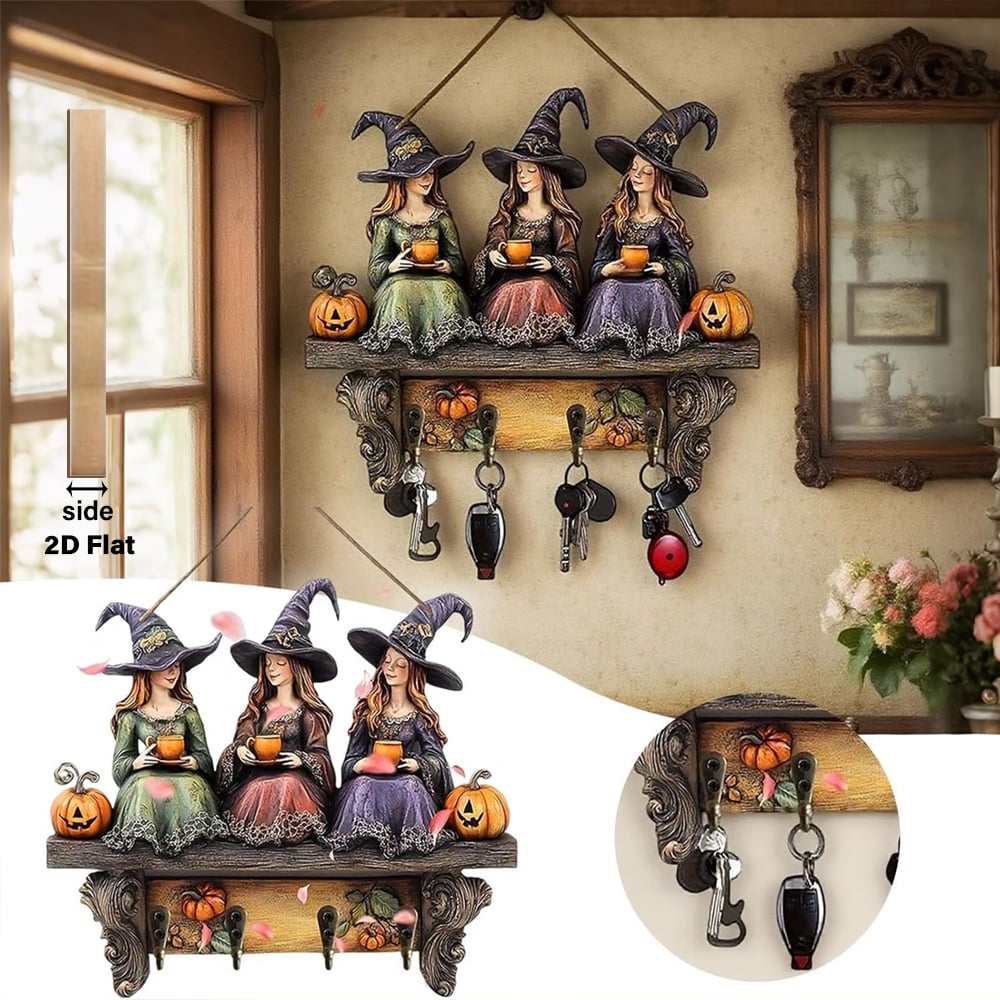 🎃Halloween Witch Wooden Wall Decor Key Holder