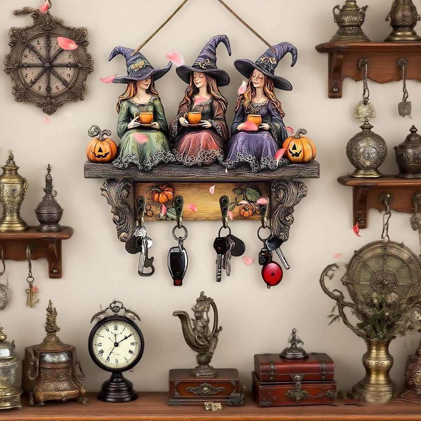 🎃Halloween Witch Wooden Wall Decor Key Holder