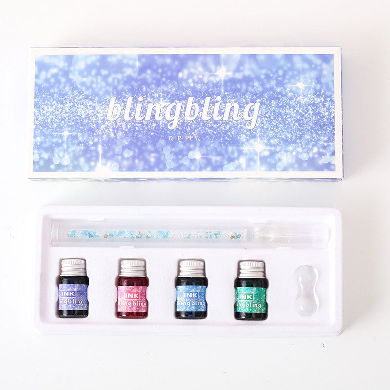 Glass pen with shimmering ink set