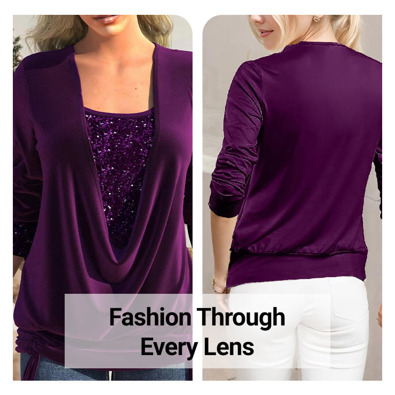 ✨🎅 Christmas offers – For a limited time only!⏰ Women's long-sleeved shirt with sequins