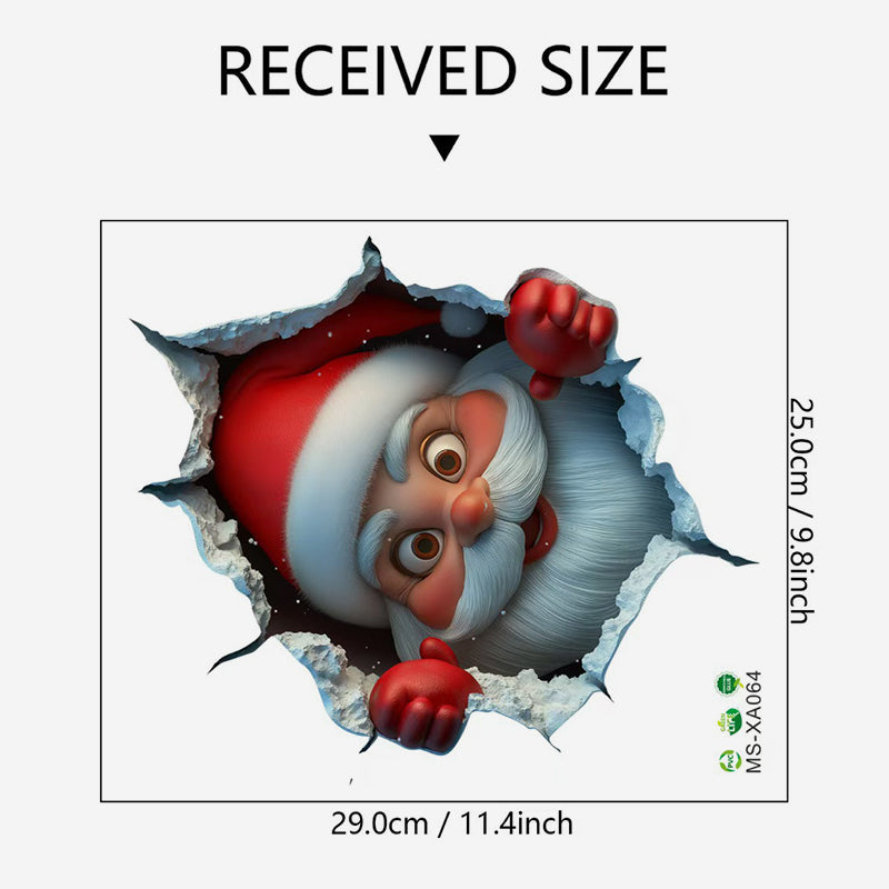 3D Santa Claus Sleigh Wall Sticker