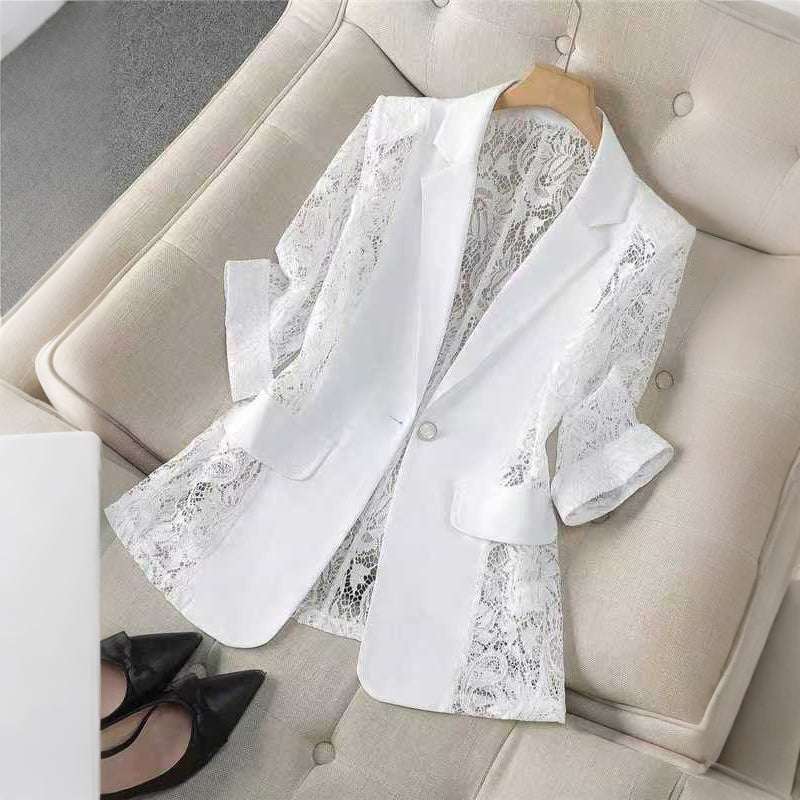 Elegant Lace Patchwork Blazer for Women