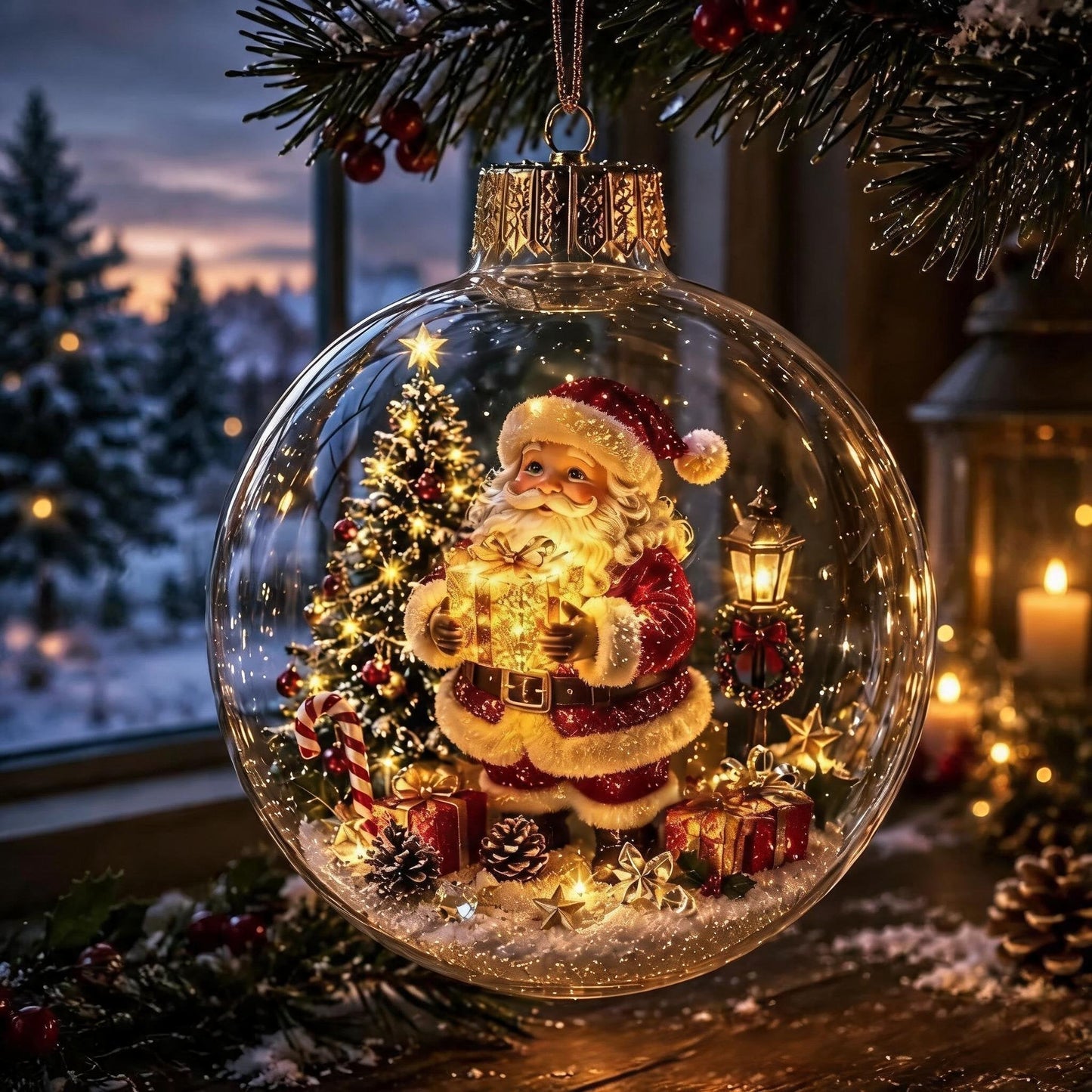 🎄Glowing Christmas Diorama Ornament – A Tiny Winter World in the Palm of Your Hand👼