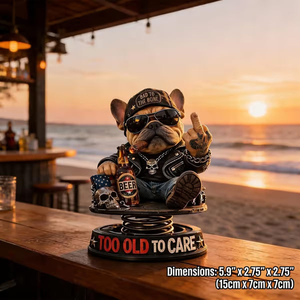 “Too Old To Care” Rebel Eagle Dashboard Bobblehead – Funny Badass Driver Car Ornament