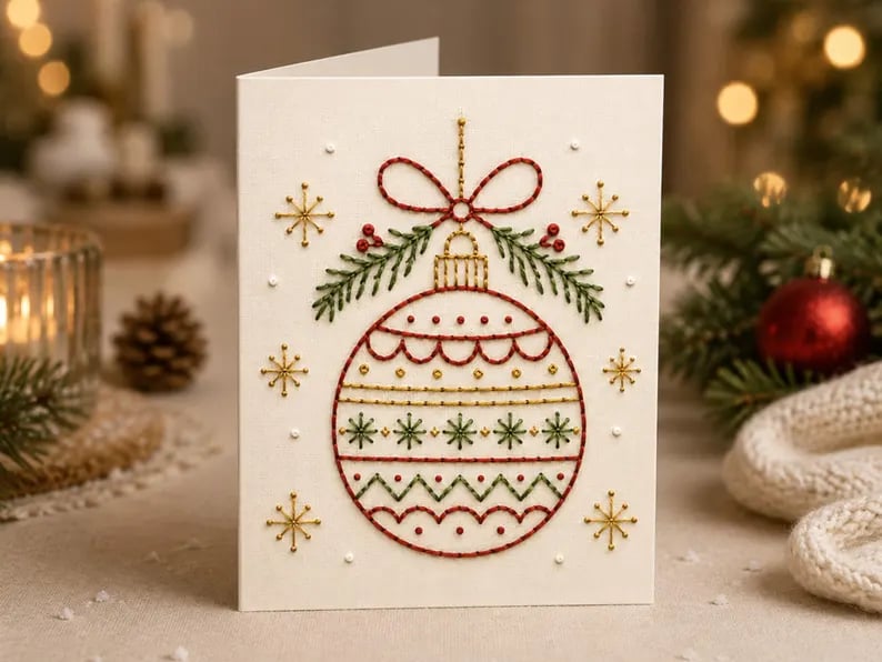 🌲Christmas Hand Embroidery Card DIY Kit | Stitch Your Way Into the Christmas Spirit ✨ 🎁